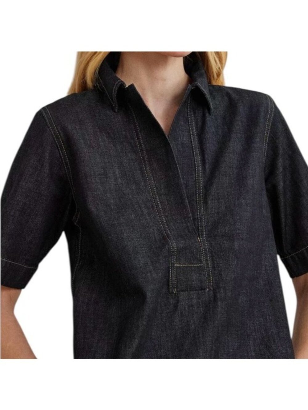 NWT Lauren Ralph Lauren Denim Shirt Dress Dark Navy Jones Street Wash Size M - Picture 3 of 14